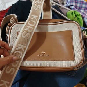 Michael Kors Brown and Cream Men's Messenger Bag